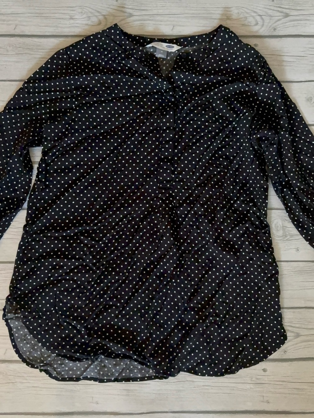Old Navy Black Top with White Polka Dots